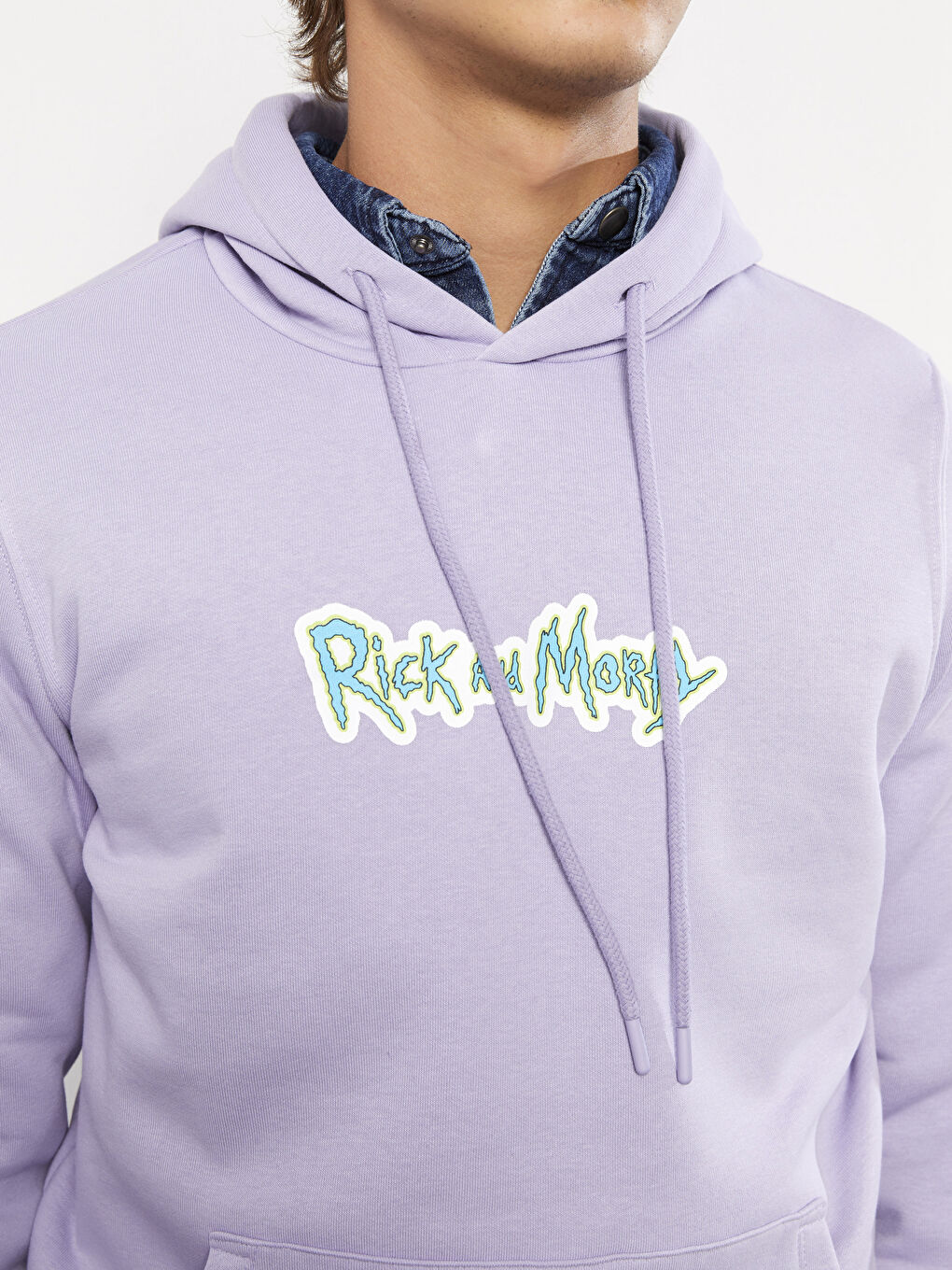 LCW Casual Lila Uzun Kollu Rick and Morty Baskılı Erkek Hoodie - 3