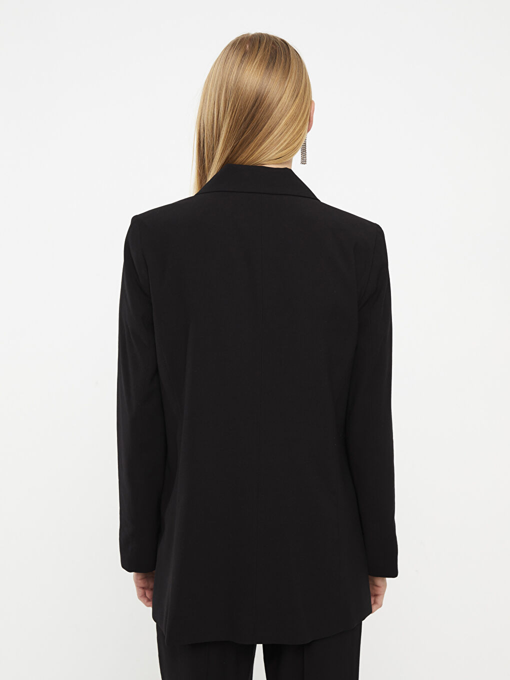 جاكيت للسيدات بأزرار أمامية وكم طويل مستقيم-4