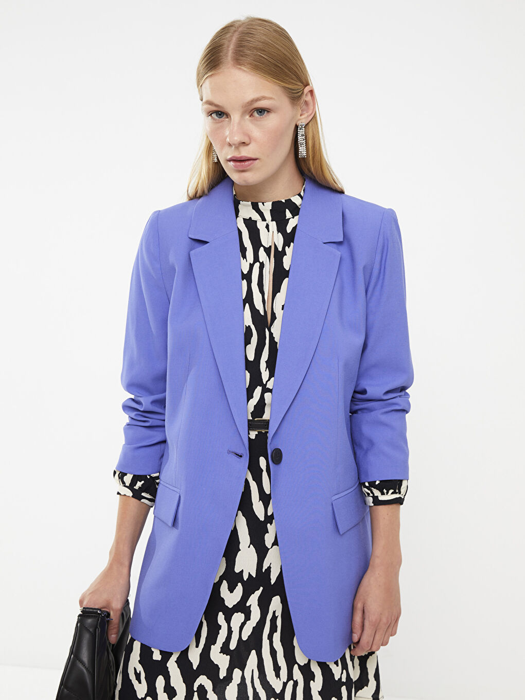 Veste Droite à Fermeture Boutonnée sur le Devant à Manches Longues pour Femmes-2