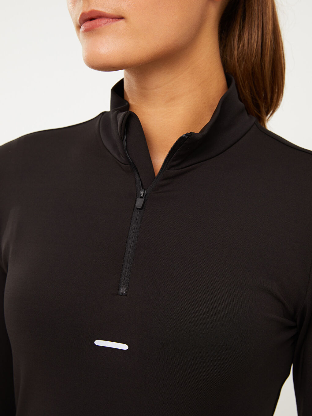 High Collar Reflector Printed Long Sleeve Women's T-Shirt-5