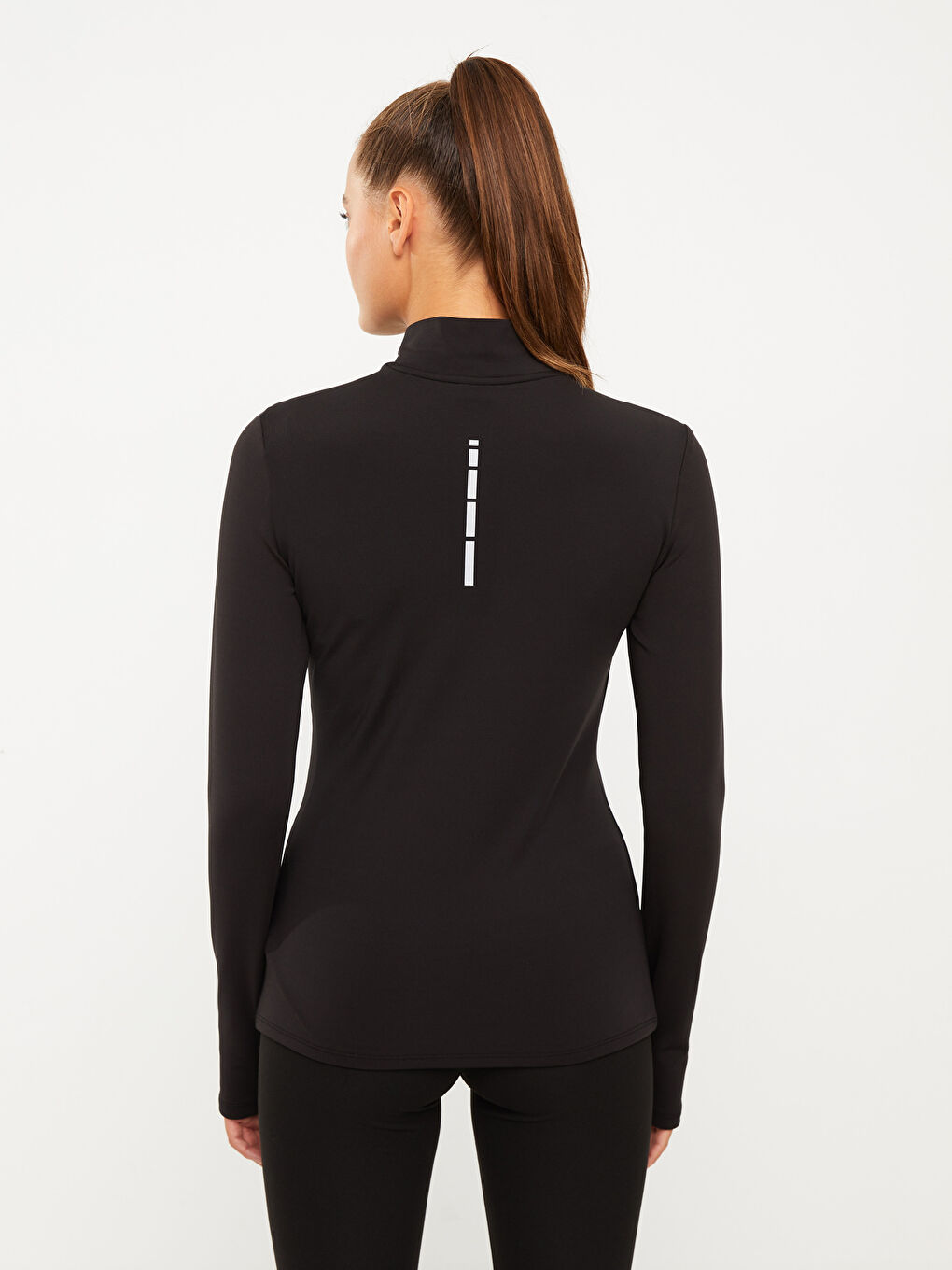 High Collar Reflector Printed Long Sleeve Women's T-Shirt-6