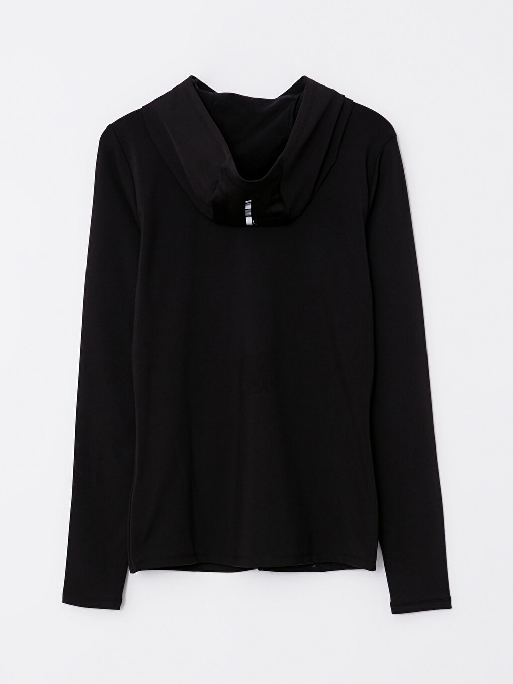 Siyah Kapüşonlu Düz Uzun Kollu Kadın Hırka-6