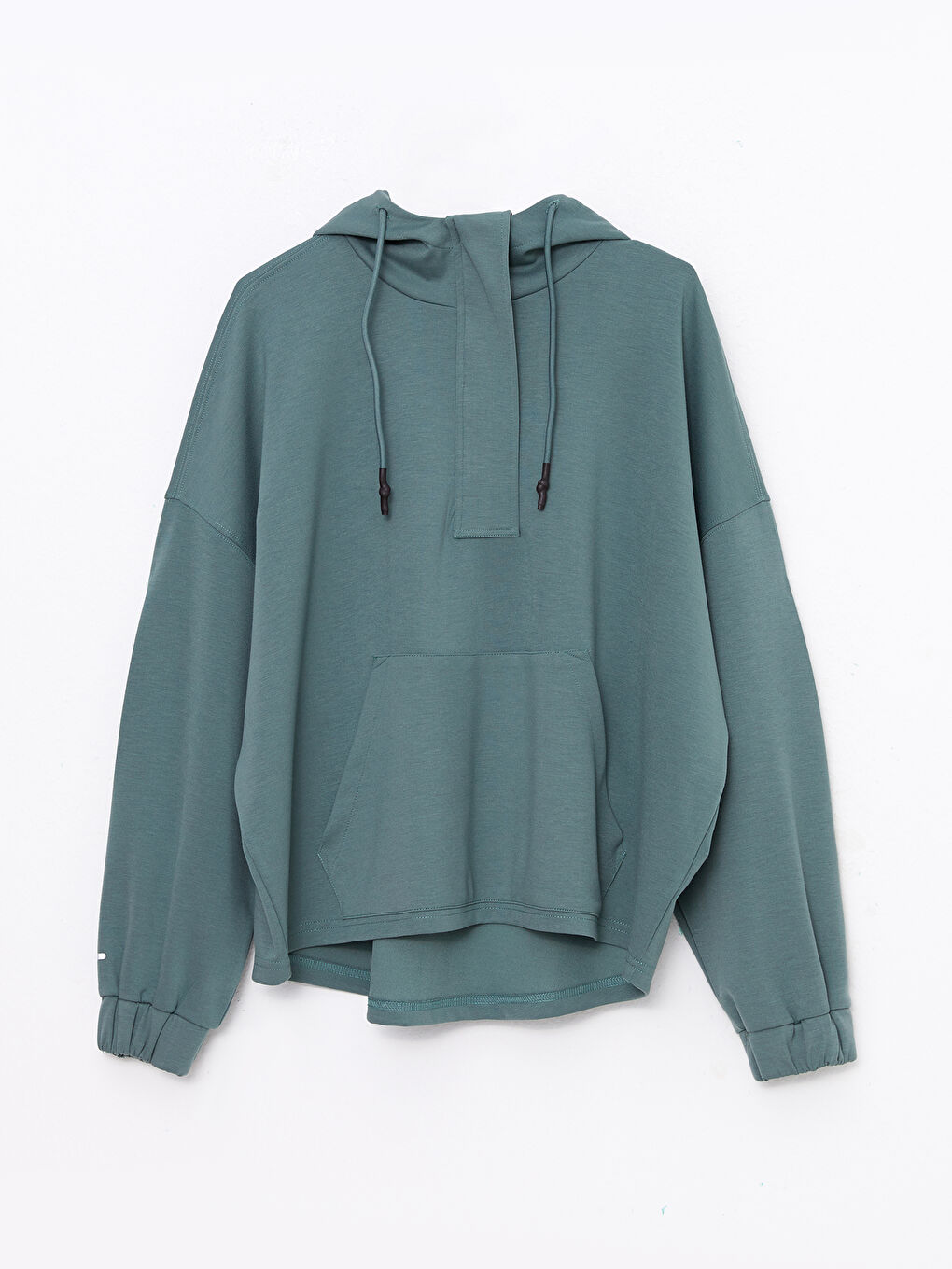 Yeşil Kapüşonlu Baskılı Uzun Kollu Kadın Sweatshirt-7