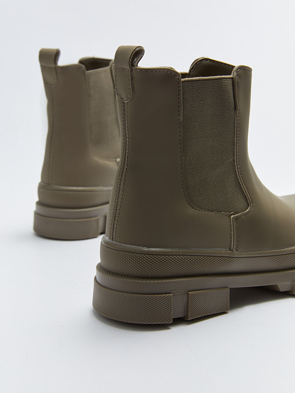 Haki Kalın Tabanlı Yanları Lastikli Kadın Bot-4