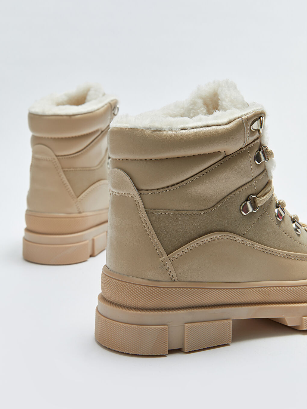 Bej Bağcıklı Kadın Kar Botu-3