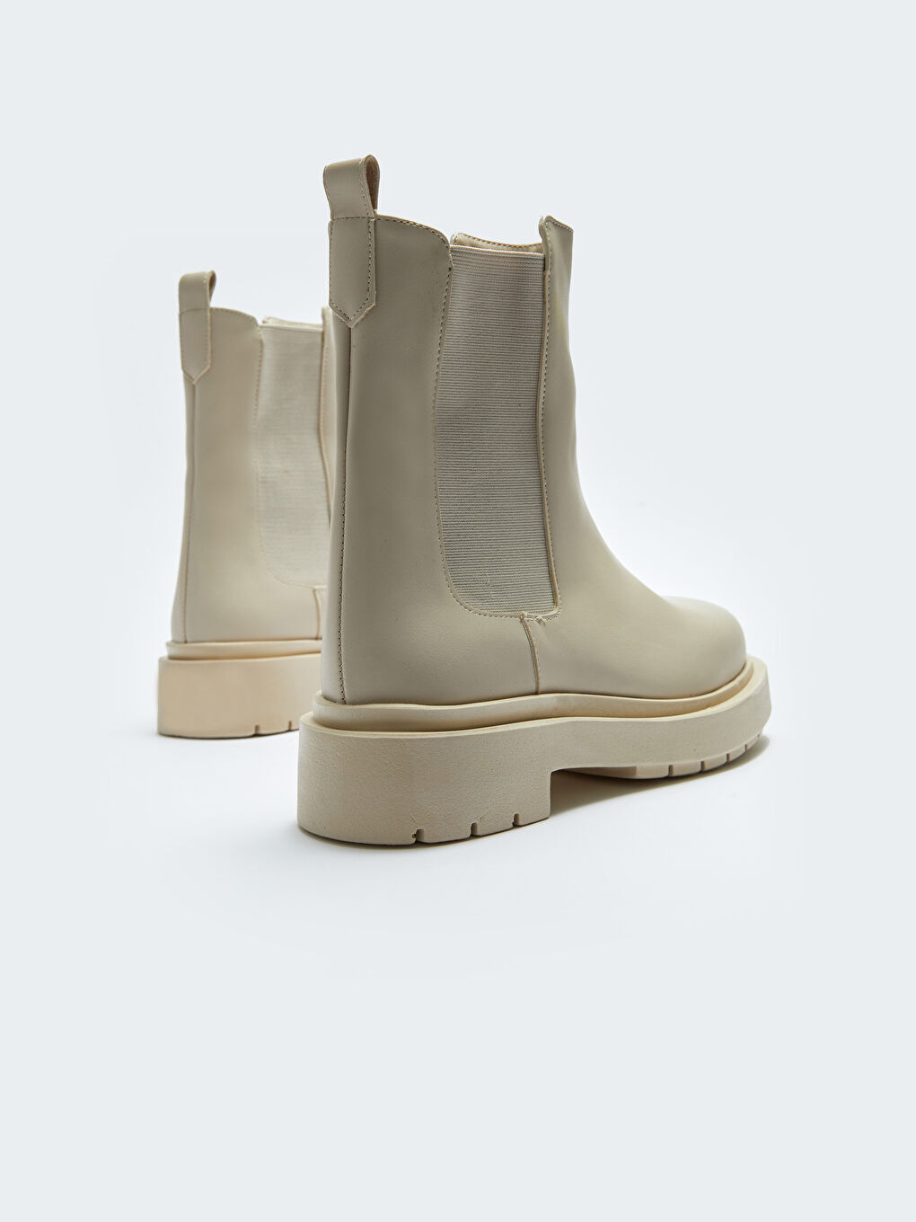 Bej Kalın Tabanlı Yanları Lastikli Kadın Bot-4