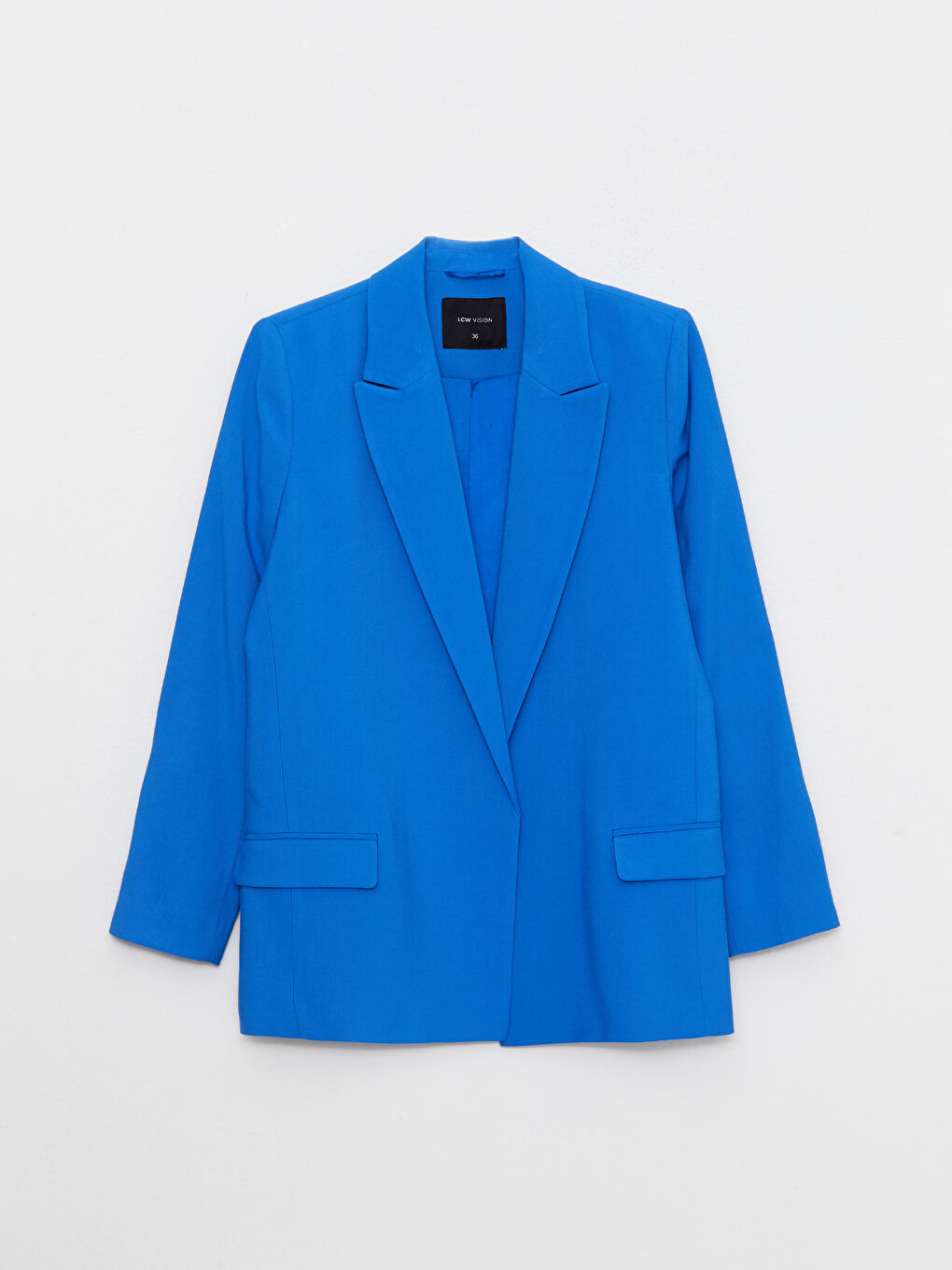 Mavi Düz Uzun Kollu Kadın Blazer Ceket-5