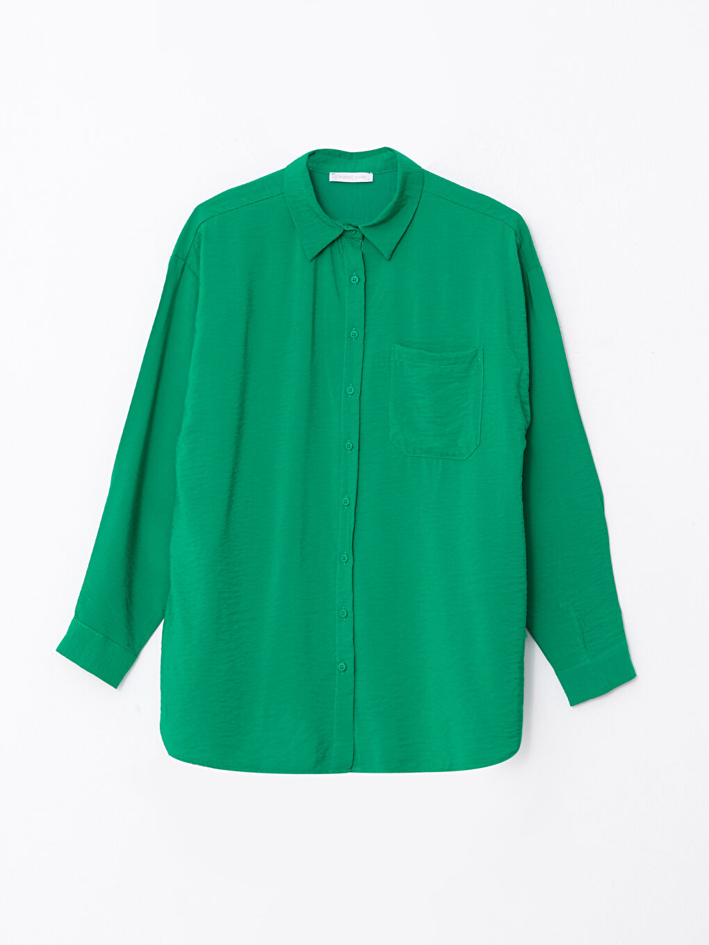Yeşil Önden Düğme Kapamalı Düz Uzun Kollu Kadın Gömlek-6