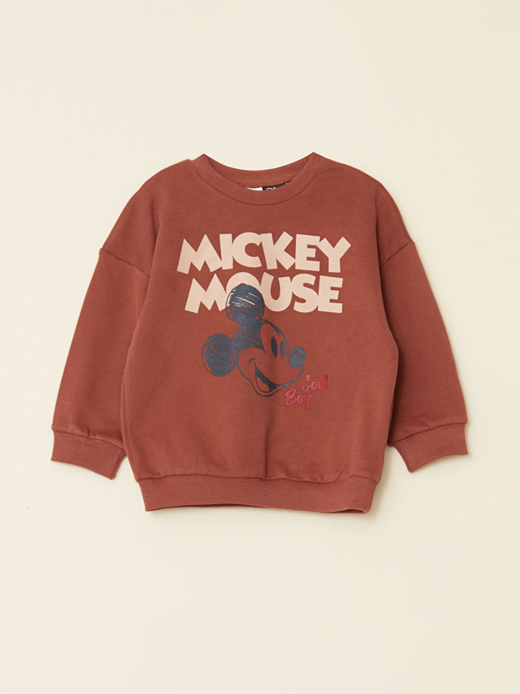 LCW baby Kahverengi Bisiklet Yaka Uzun Kollu Mickey Mouse Baskılı Erkek Bebek Sweatshirt - 3