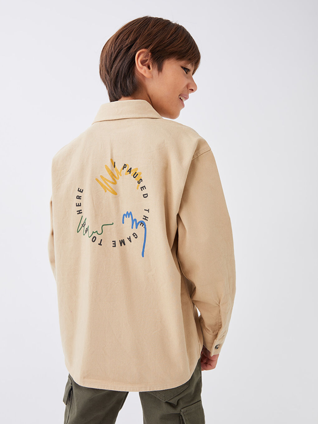 Bej Rahat Kalıp Gabardin Erkek Çocuk Gömlek