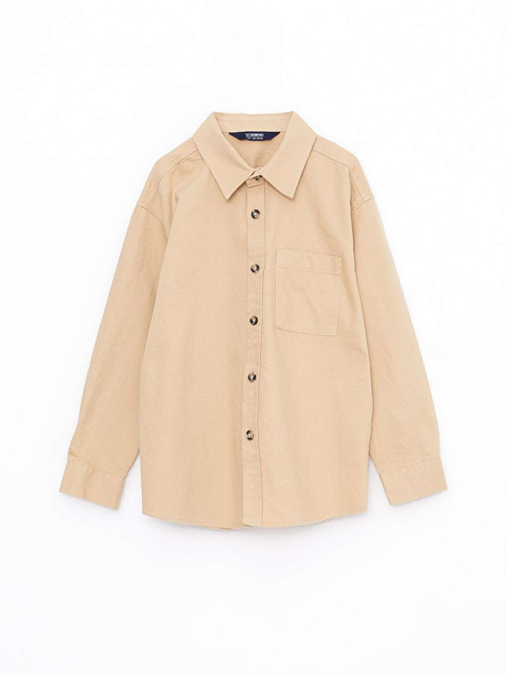 Bej Rahat Kalıp Gabardin Erkek Çocuk Gömlek-2