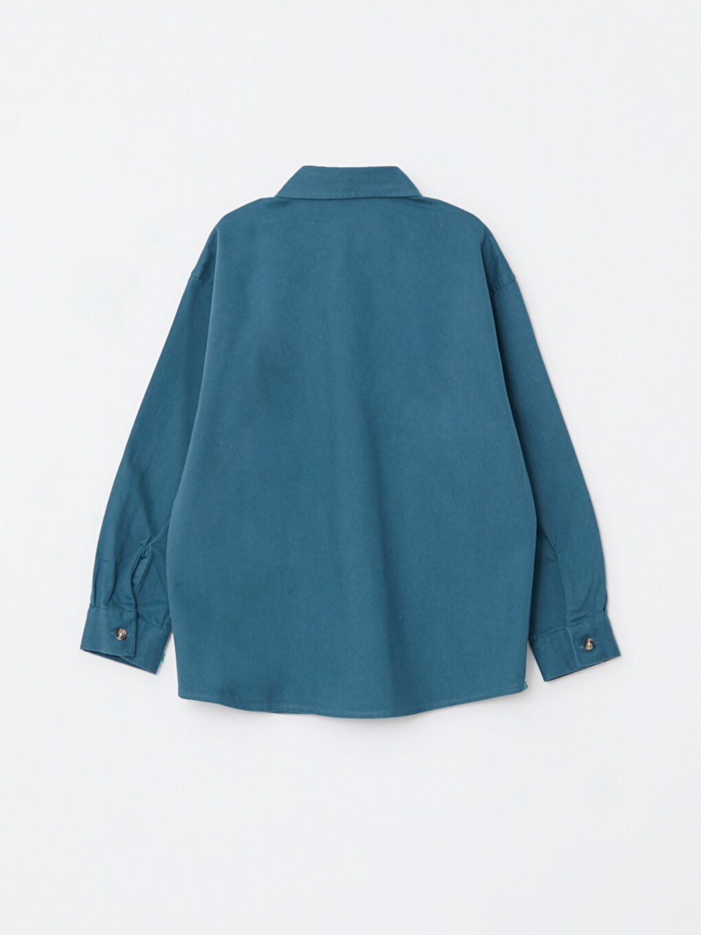 Petrol Rahat Kalıp Gabardin Erkek Çocuk Gömlek-1