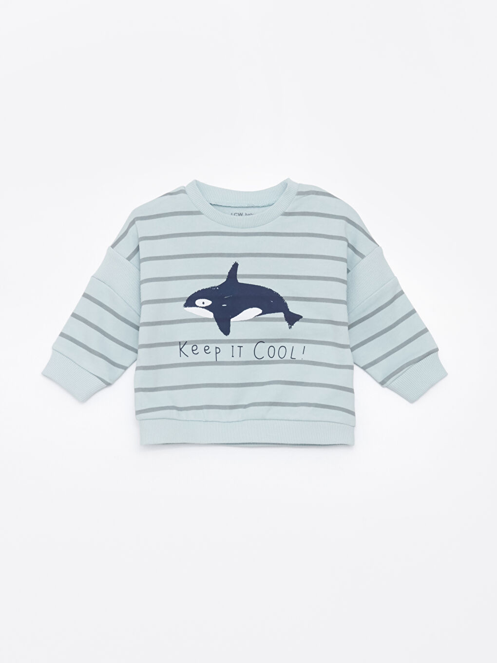 LCW baby Mavi Bisiklet Yaka Uzun Kollu Baskılı Erkek Bebek Sweatshirt ve Tayt 2'li Takım - 1