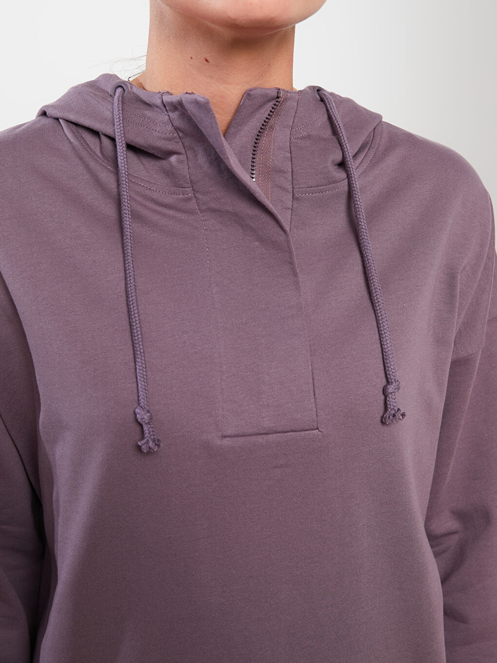 LC Waikiki Hooded Plain Long Sleeve Oversize Women's Sweatshirt Tunic -W2ER25Z8-LXY