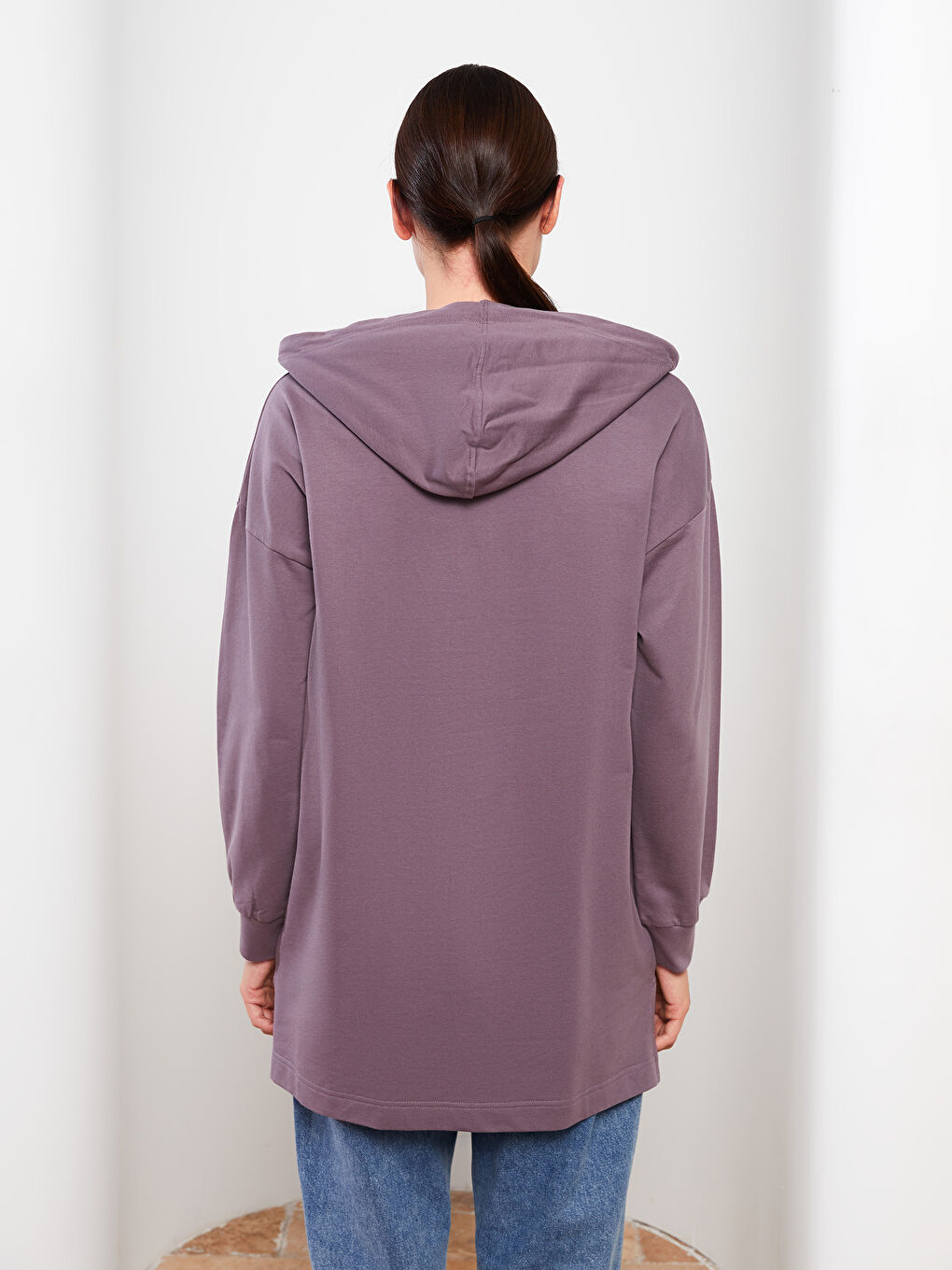LC Waikiki Hooded Plain Long Sleeve Oversize Women's Sweatshirt Tunic -W2ER25Z8-LXY