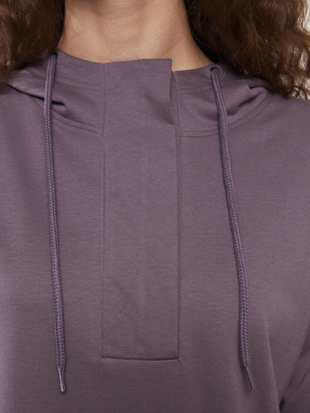 LC Waikiki Hooded Plain Long Sleeve Oversize Women's Sweatshirt Tunic -W2ER25Z8-LXY