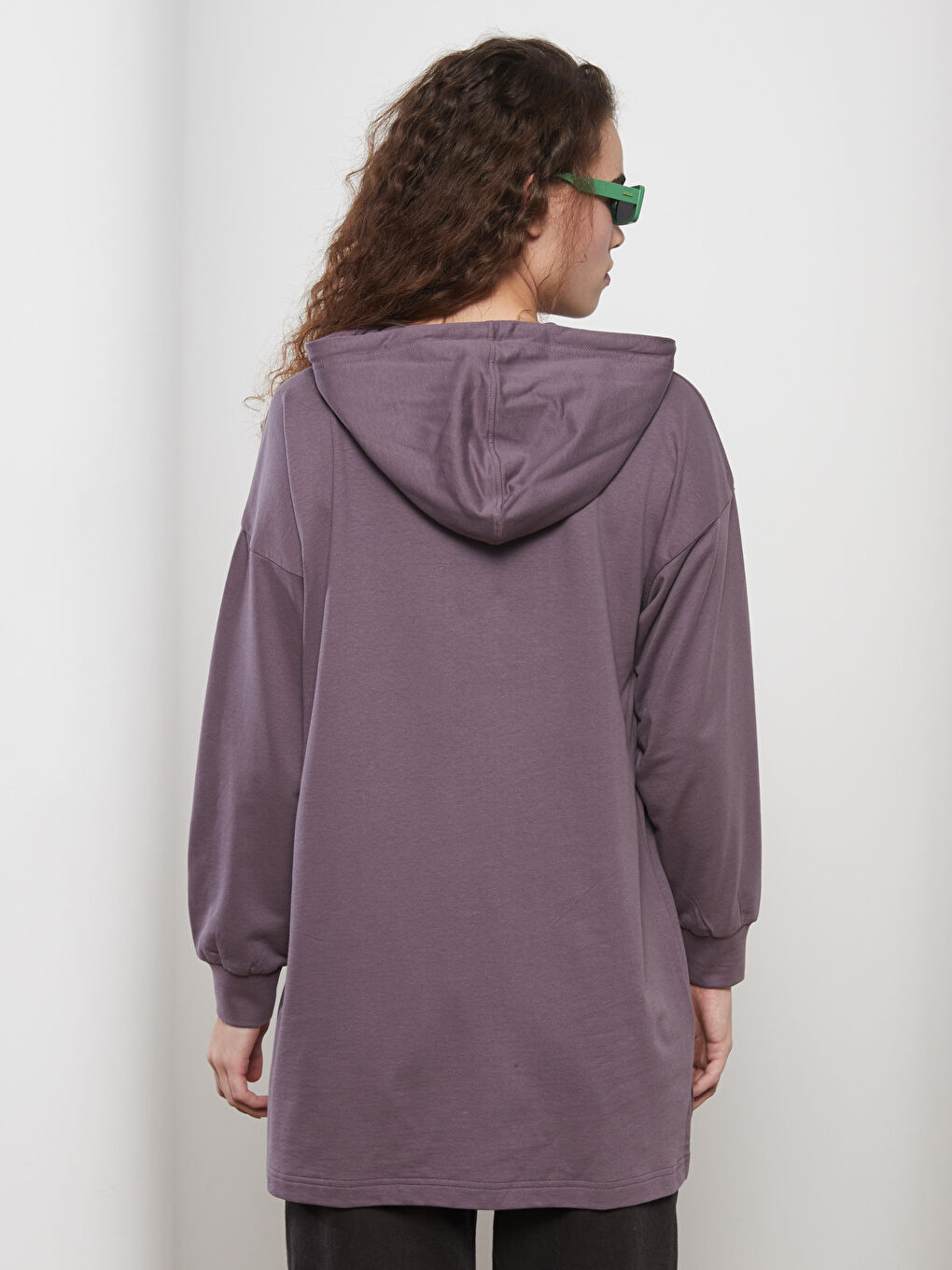 LC Waikiki Hooded Plain Long Sleeve Oversize Women's Sweatshirt Tunic -W2ER25Z8-LXY