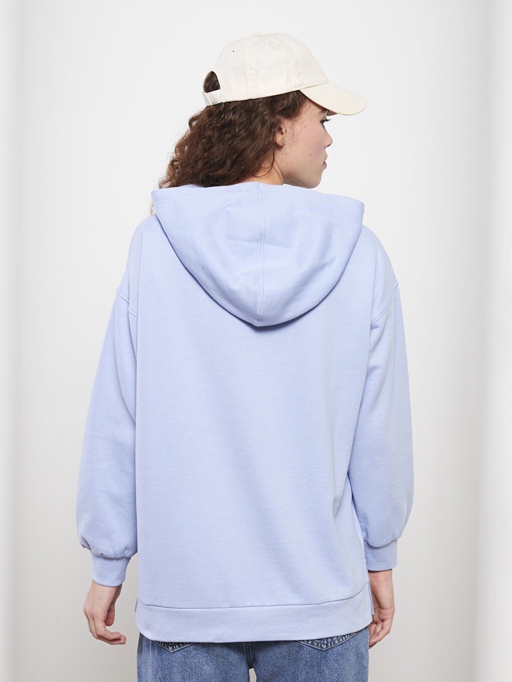 LCW Modest Hooded Plain Long Sleeve Oversize Women's Sweatshirt Tunic -W2ER30Z8-UDA