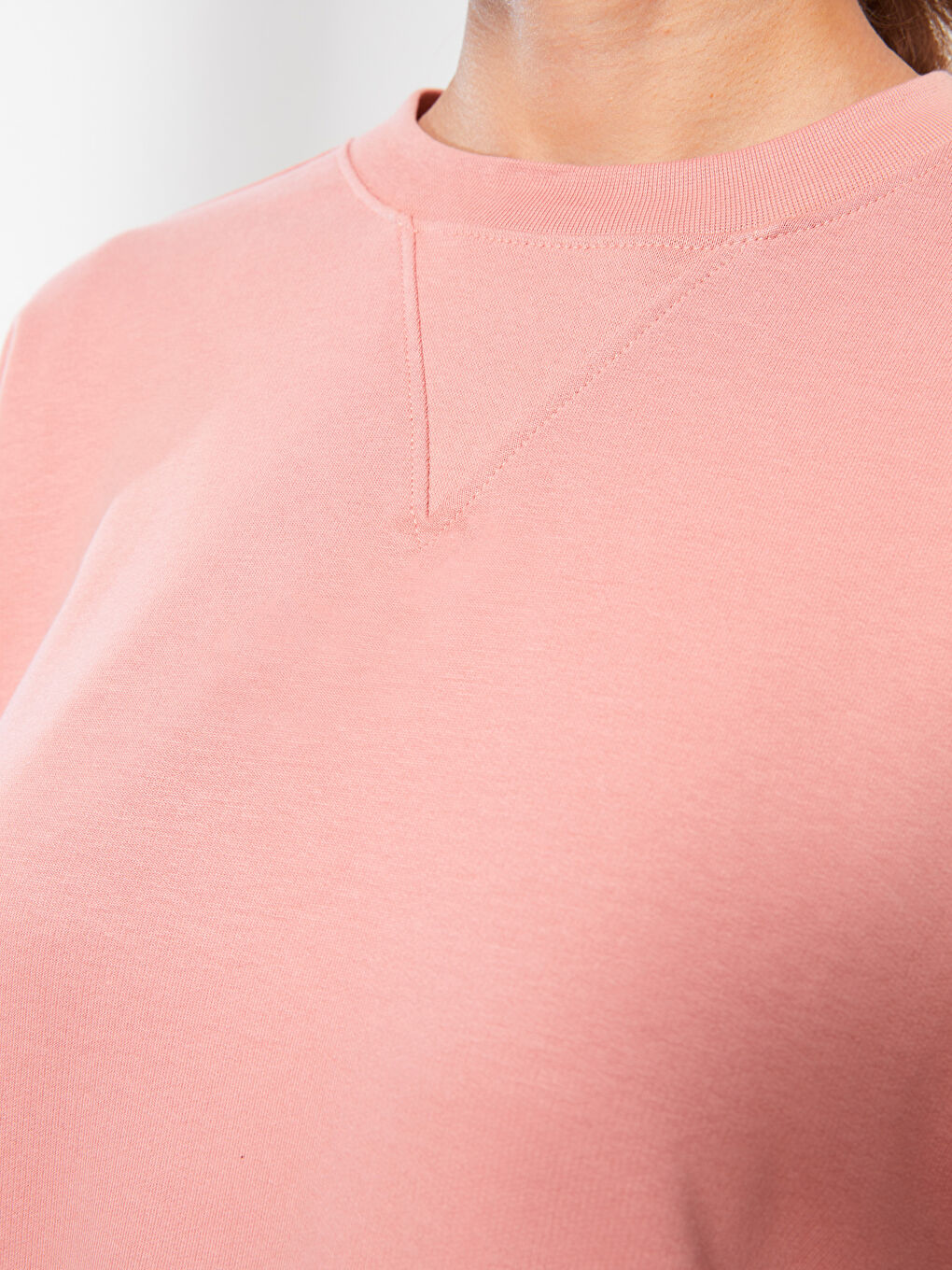 LCW Modest Crew Neck Plain Oversize Women's Sweatshirt Tunic -W2ER36Z8-RYJ