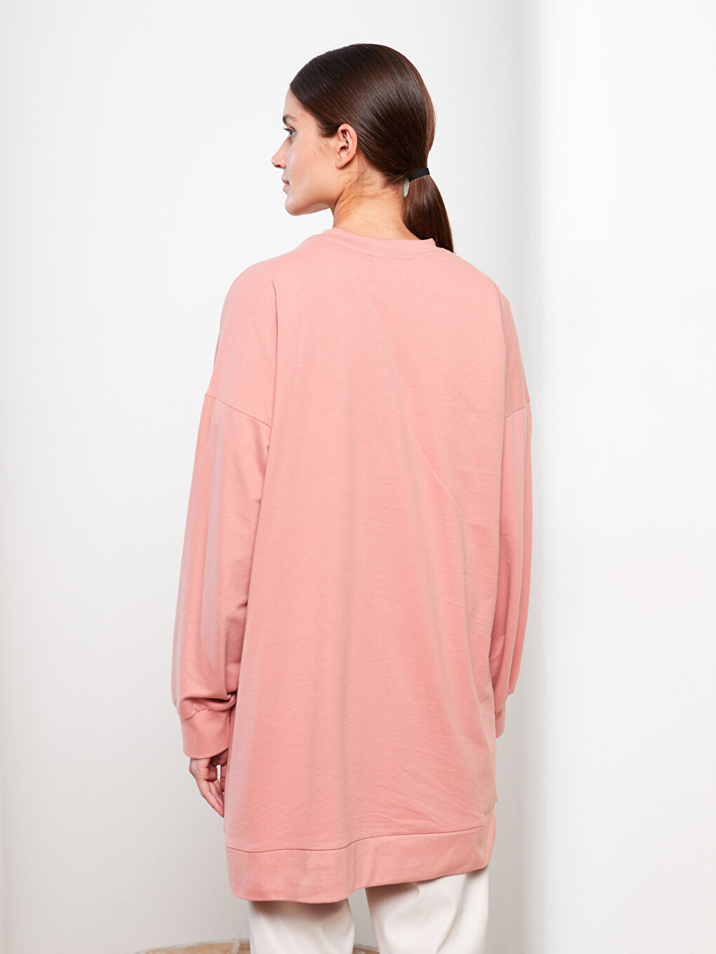 LCW Modest Crew Neck Plain Oversize Women's Sweatshirt Tunic -W2ER36Z8-RYJ