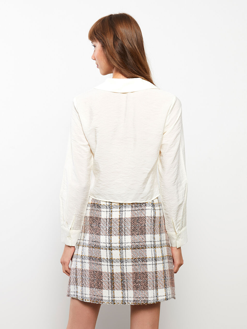 LCW Vision Shirt Collar Pleated Long Sleeve Women's Blouse -W2ER45Z8-FDH