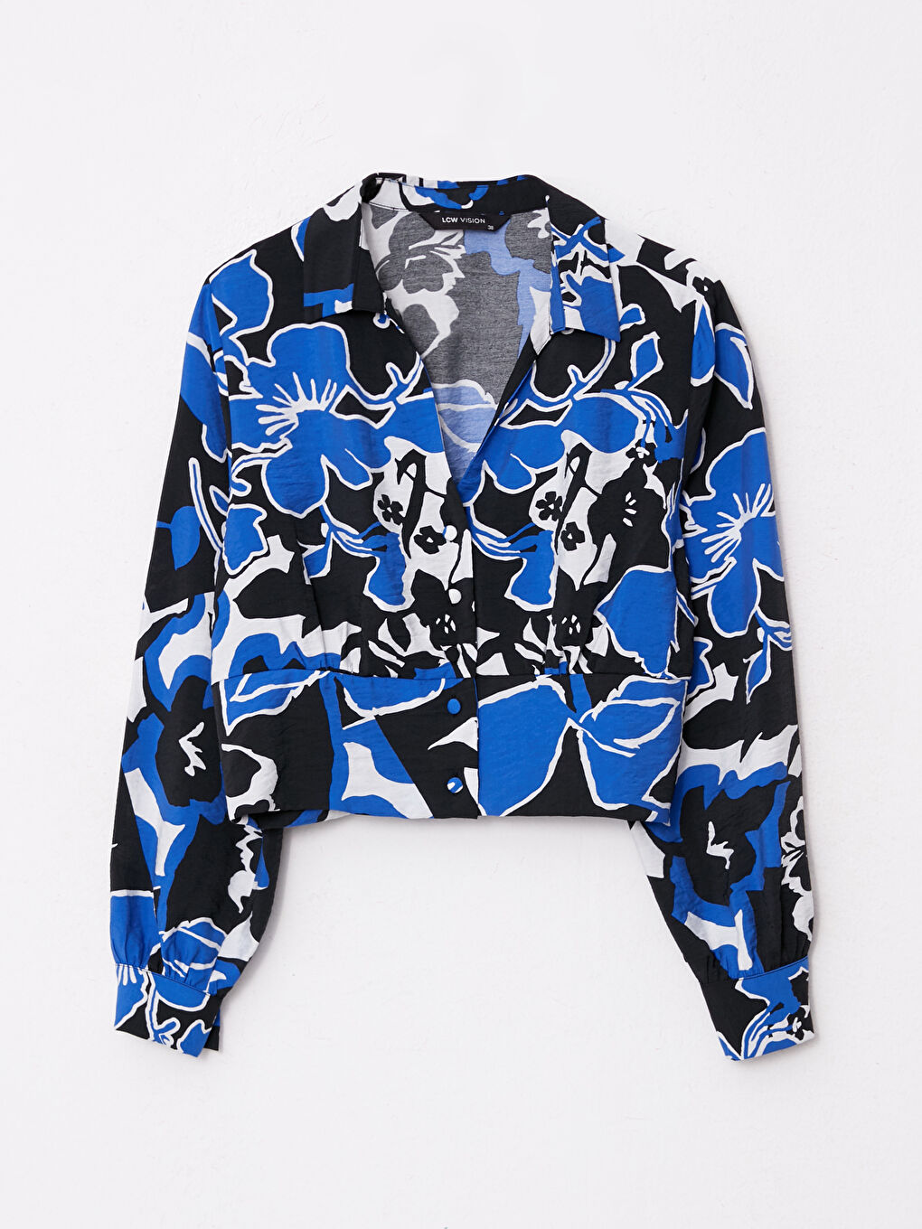 Kragenhals Gemustert Langarm Bluse für Damen-5