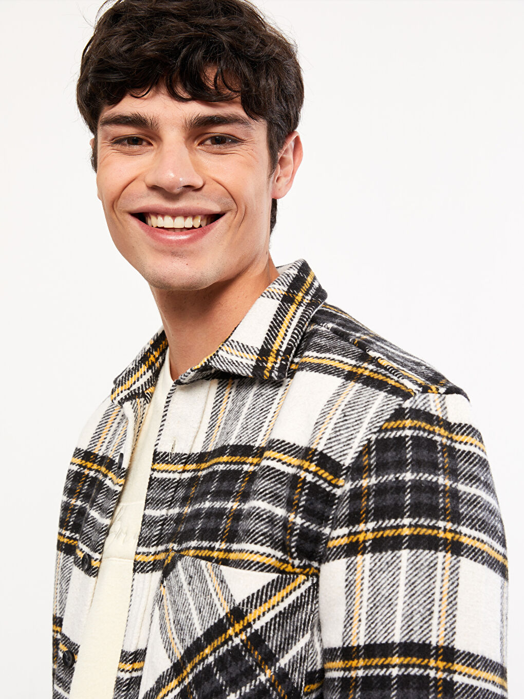 Regular Fit Long Sleeve Plaid Men's Flannel Shirt Jacket -W2ER54Z8-LLX