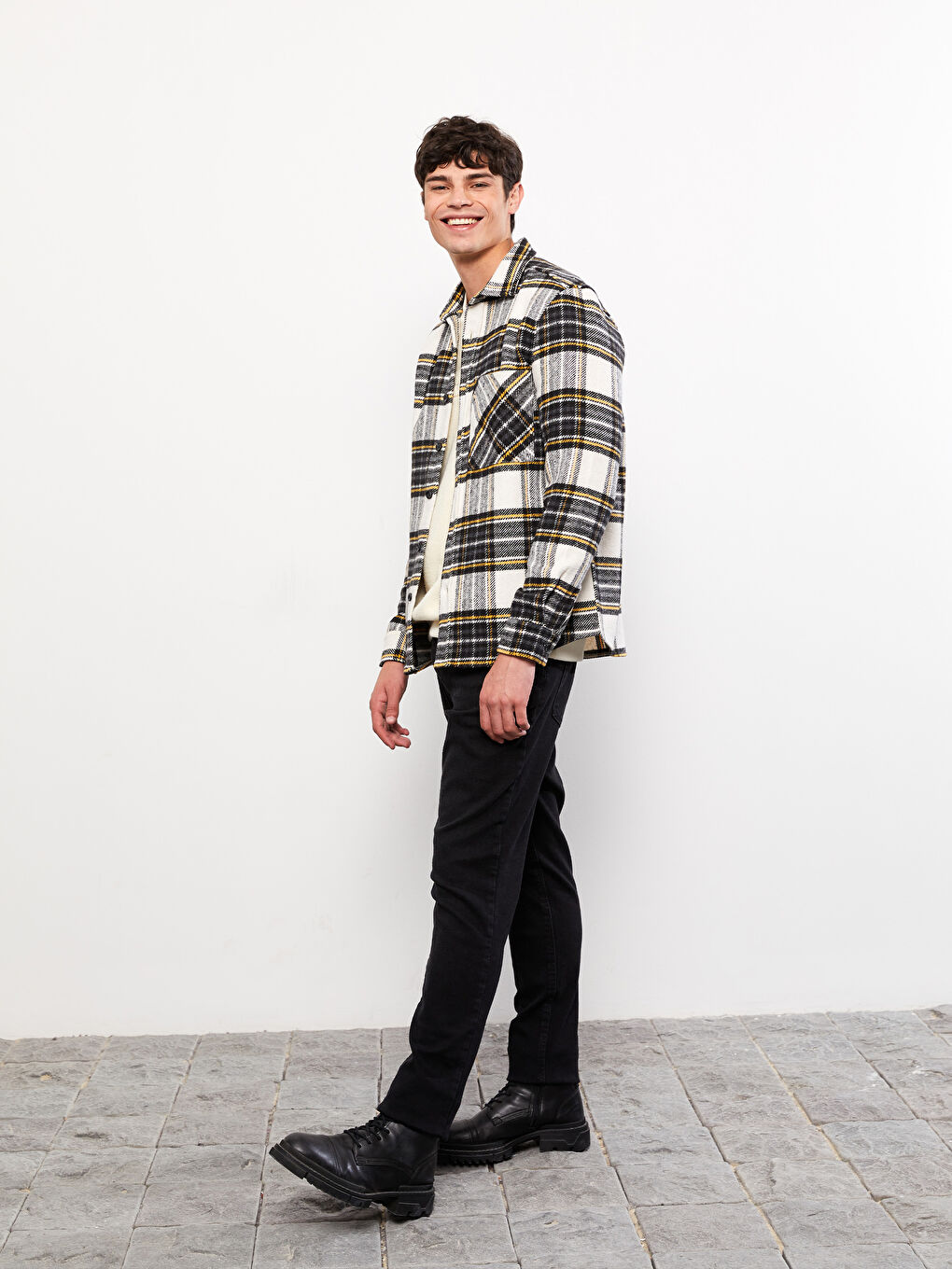 Regular Fit Long Sleeve Plaid Men's Flannel Shirt Jacket -W2ER54Z8-LLX