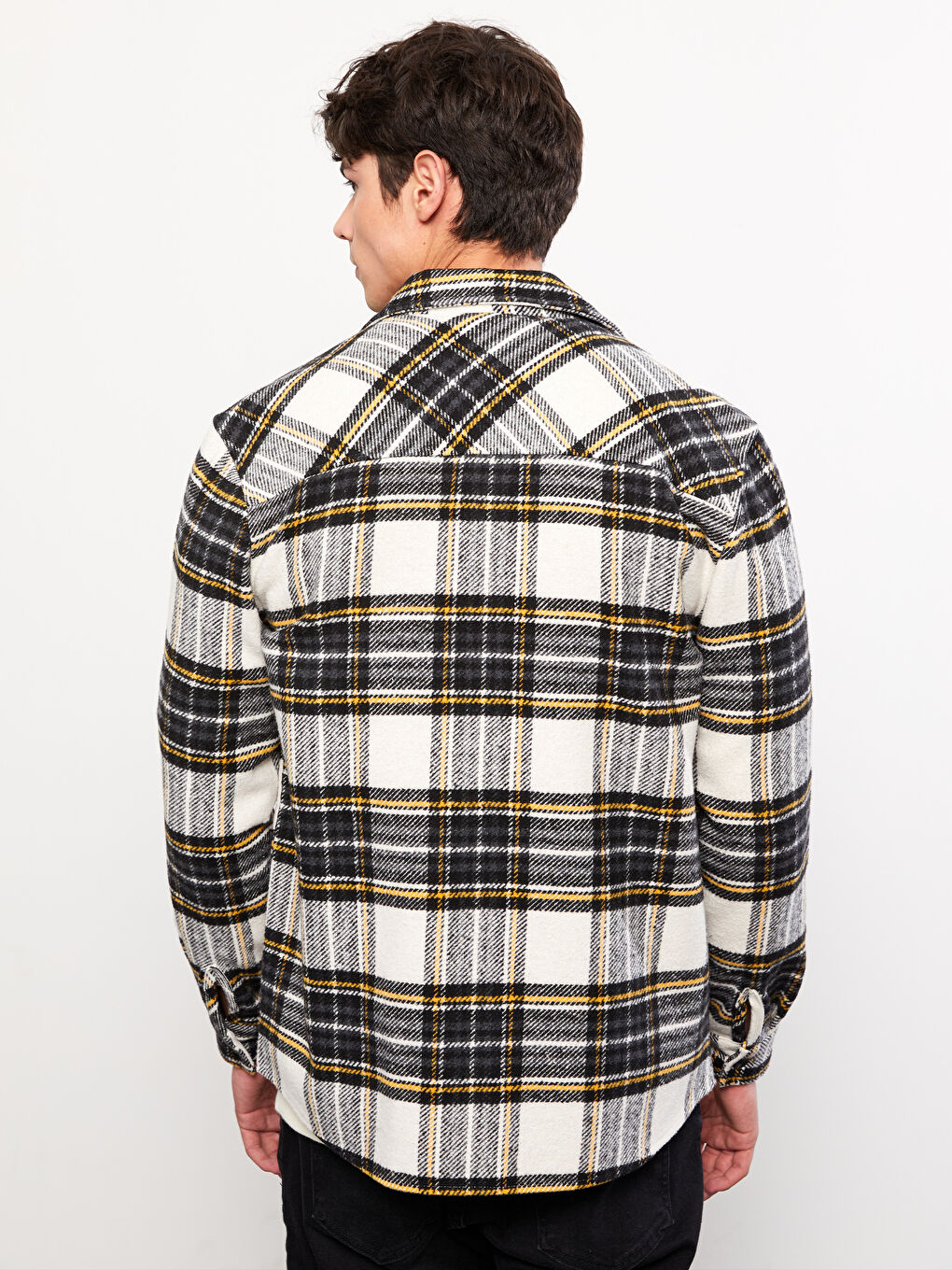 Regular Fit Long Sleeve Plaid Men's Flannel Shirt Jacket -W2ER54Z8-LLX