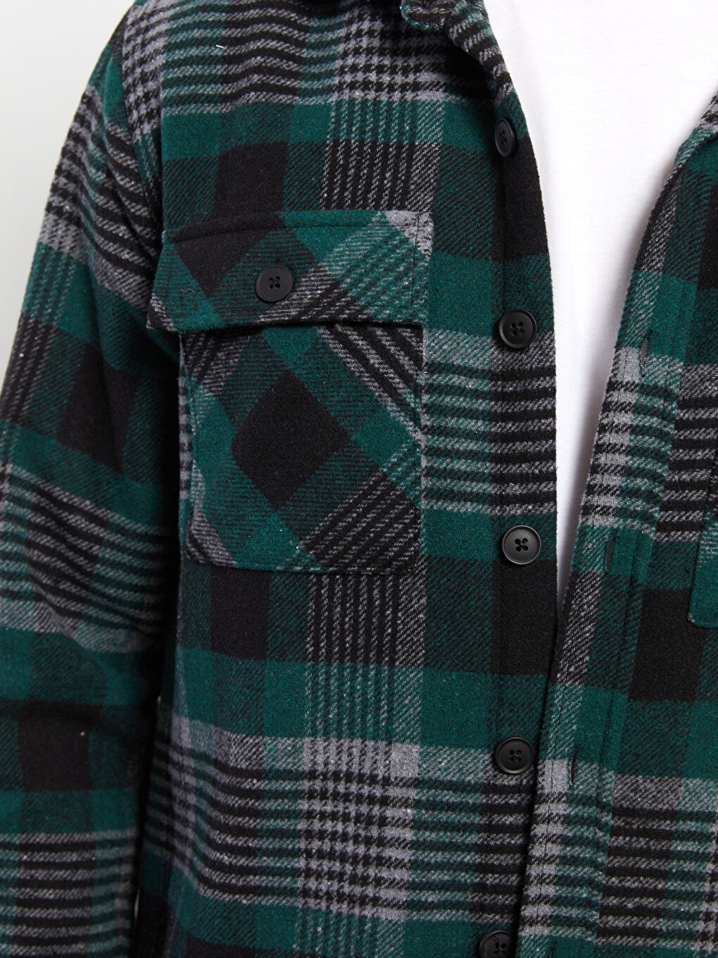 Yeşil Regular Fit Uzun Kollu Ekose Erkek Oduncu Gömlek-3