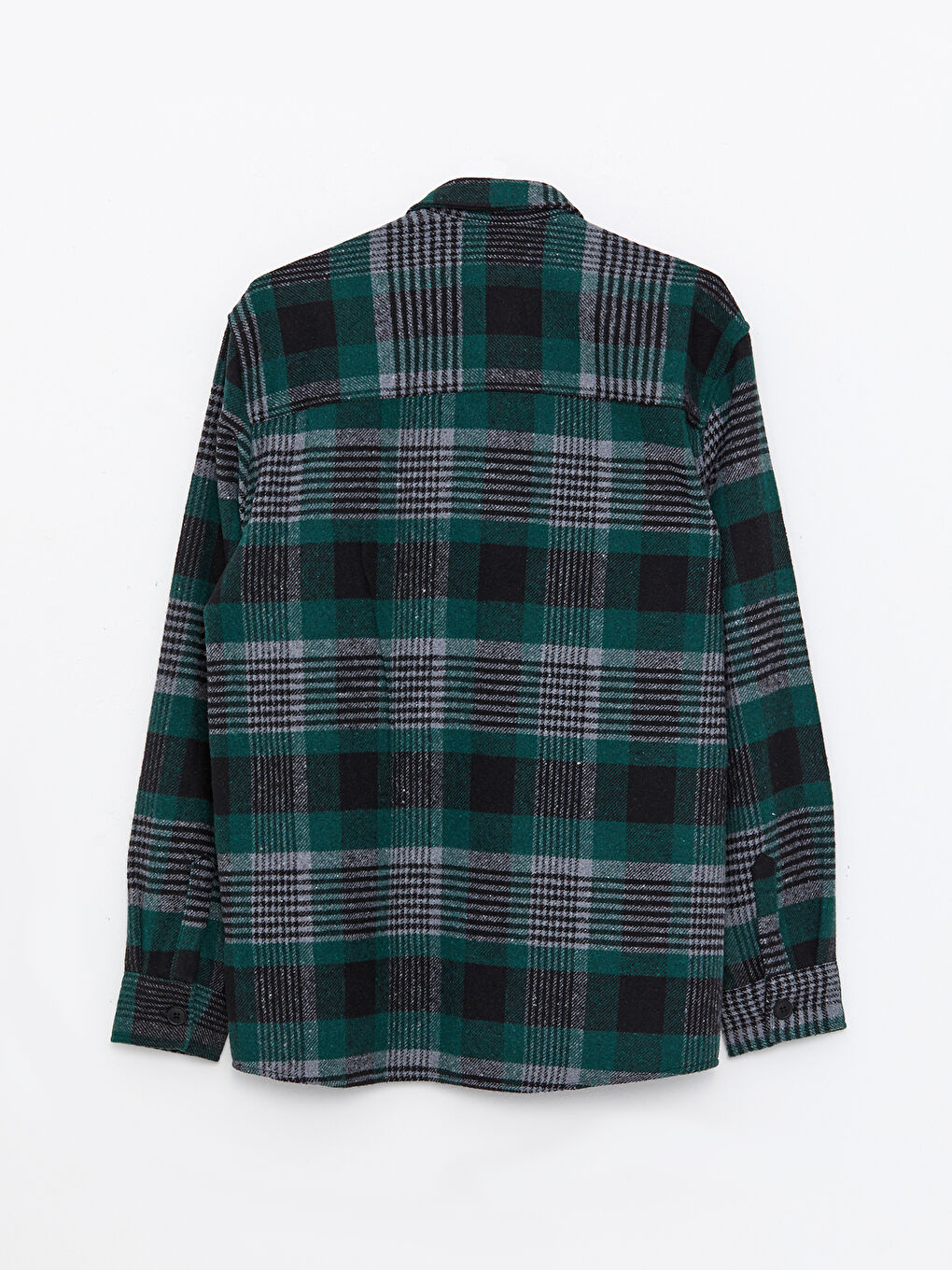 Yeşil Regular Fit Uzun Kollu Ekose Erkek Oduncu Gömlek-6