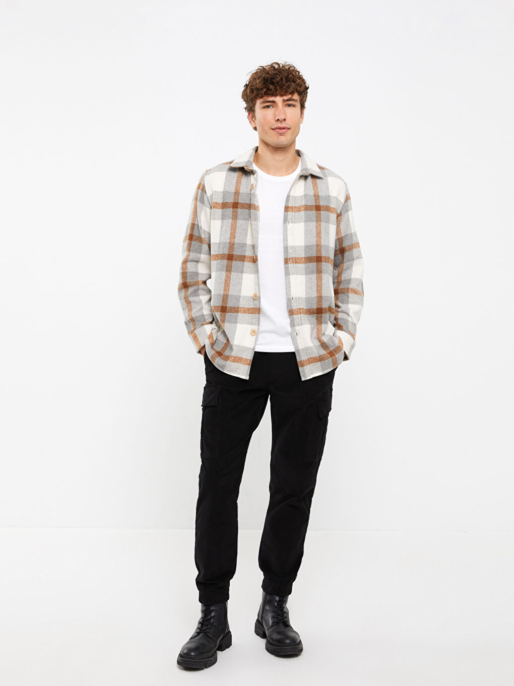 Relaxed Fit Long Sleeve Plaid Men's Lumberjack Shirt Jacket-1