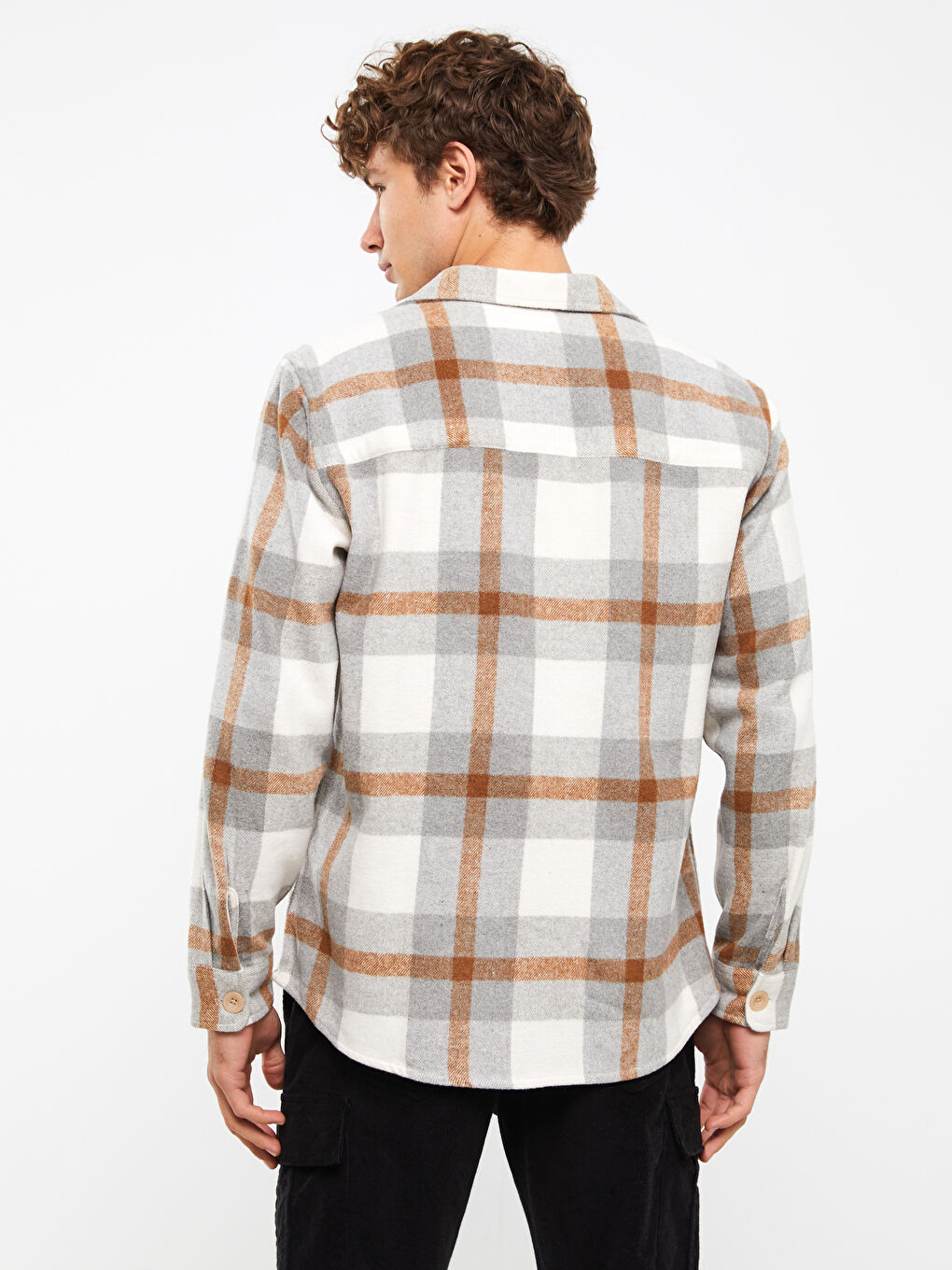 Relaxed Fit Long Sleeve Plaid Men's Lumberjack Shirt Jacket-4