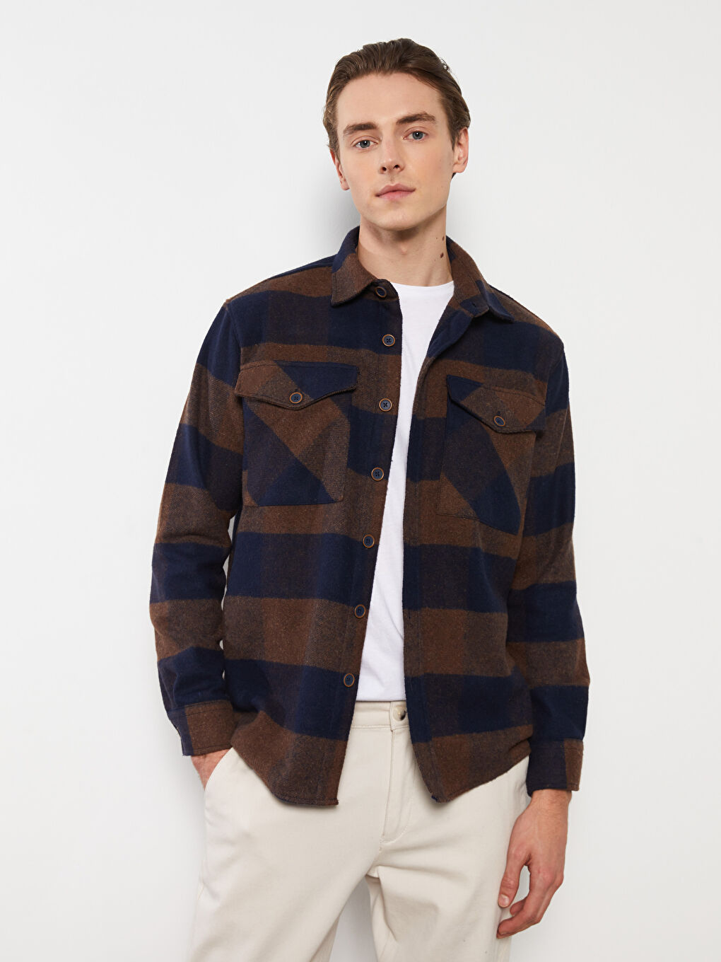 Cămașă din flanel PORTOCALIU Bărbat