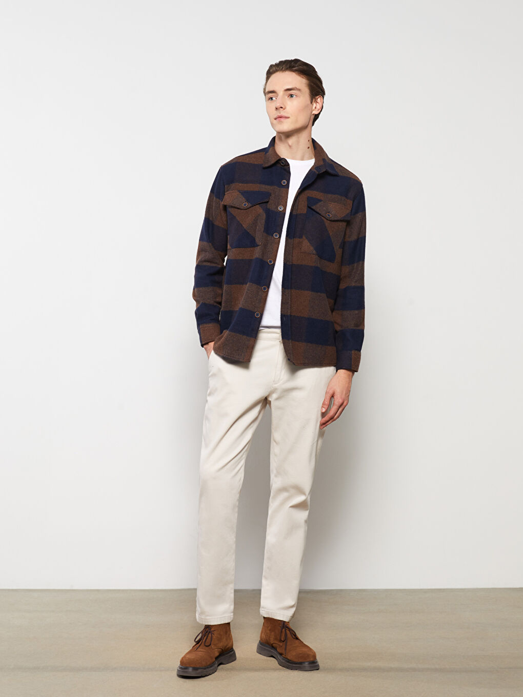 Cămașă din flanel PORTOCALIU Bărbat-2