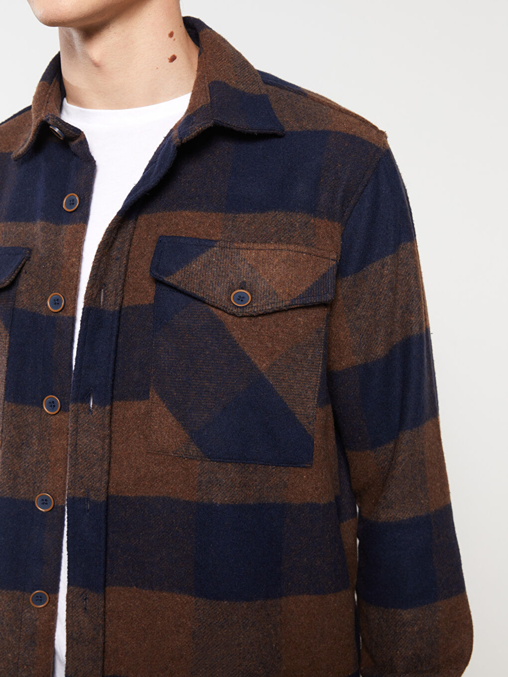 Cămașă din flanel PORTOCALIU Bărbat-3