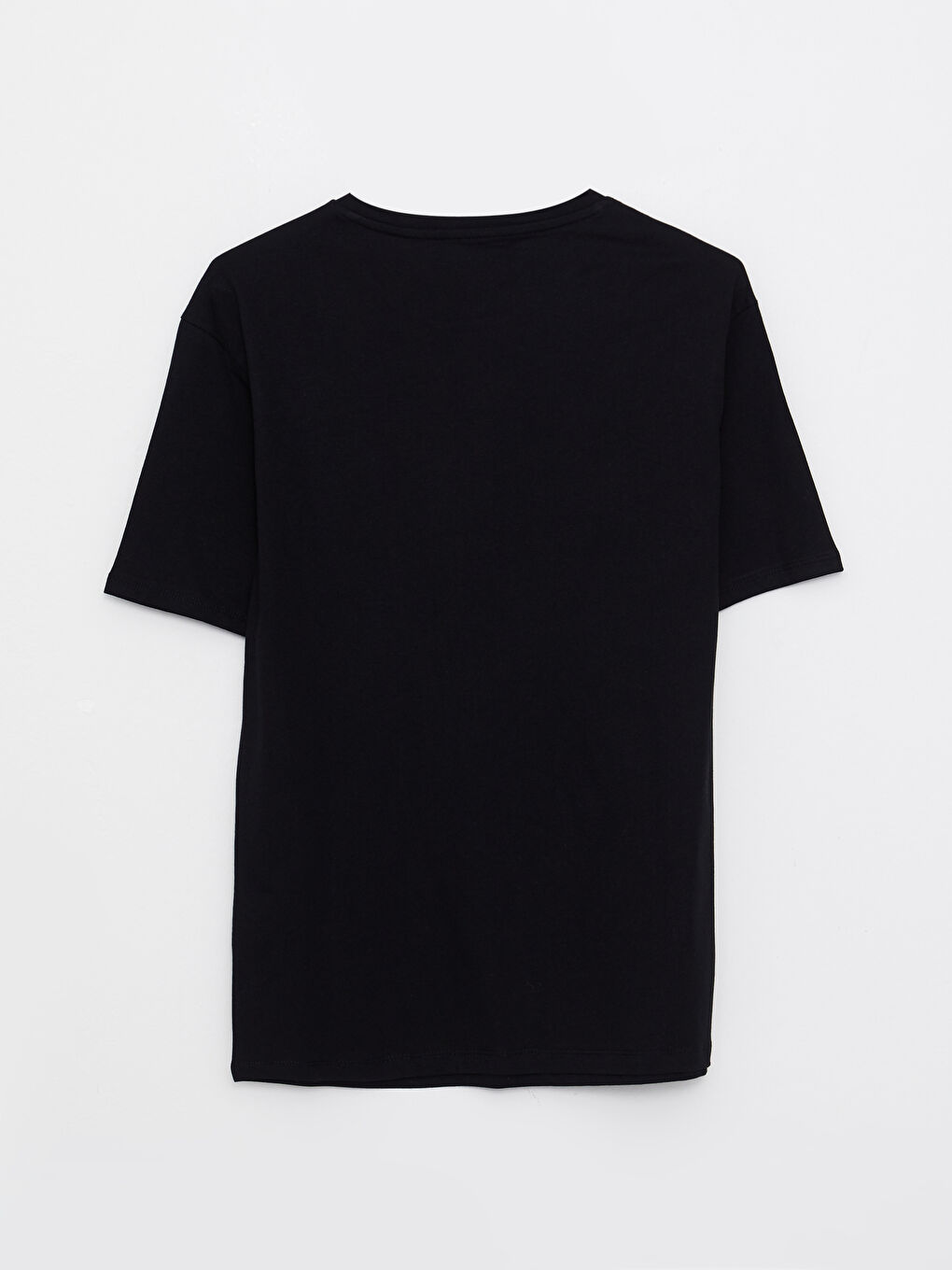 Siyah Bisiklet Yaka Kısa Kollu Pike Erkek Tişört-6