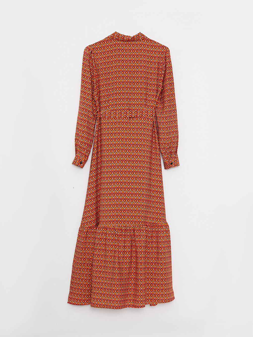 LCW Modest Collared Neck Patterned Long Sleeve Women's Dress -W2ER98Z8-LSR