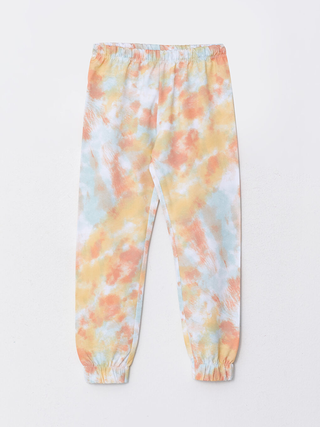 Beyaz Beli Lastikli Batik Desenli Kız Çocuk Pijama Alt