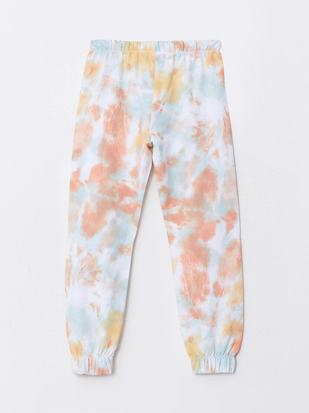 Beyaz Beli Lastikli Batik Desenli Kız Çocuk Pijama Alt-1