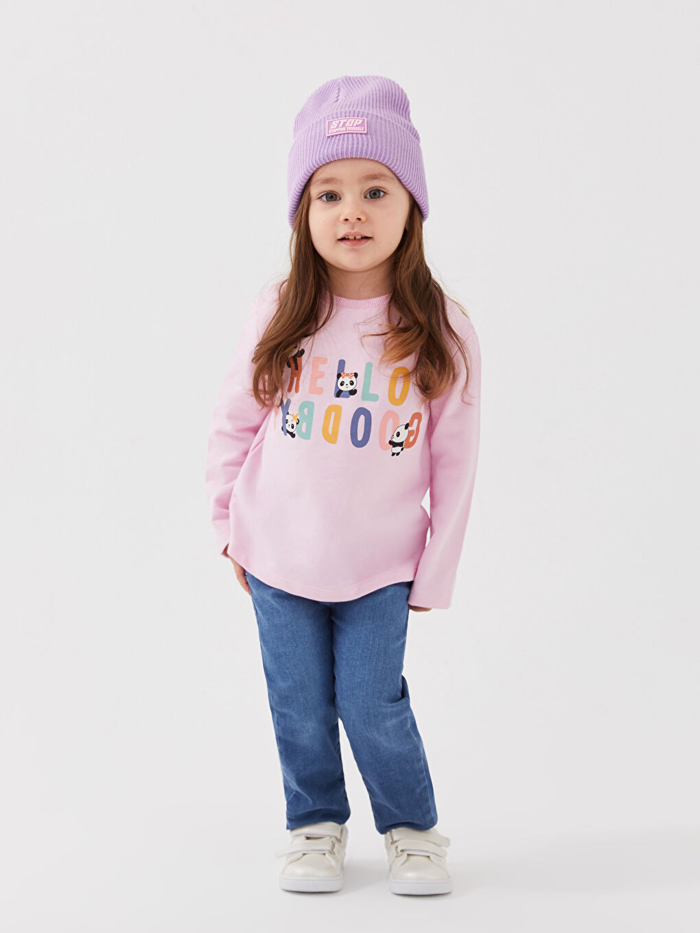 LCW ECO Crew Neck Long Sleeve Printed Baby Girls' T-Shirt -W2ES15Z1-DMQ