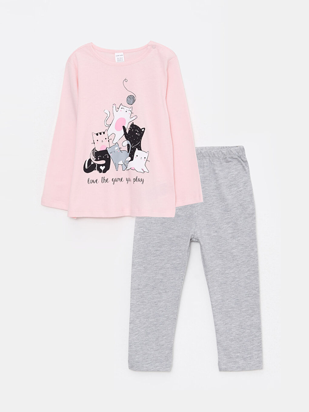 Crew Neck Long Sleeve Printed Baby Girls' Pyjama Set