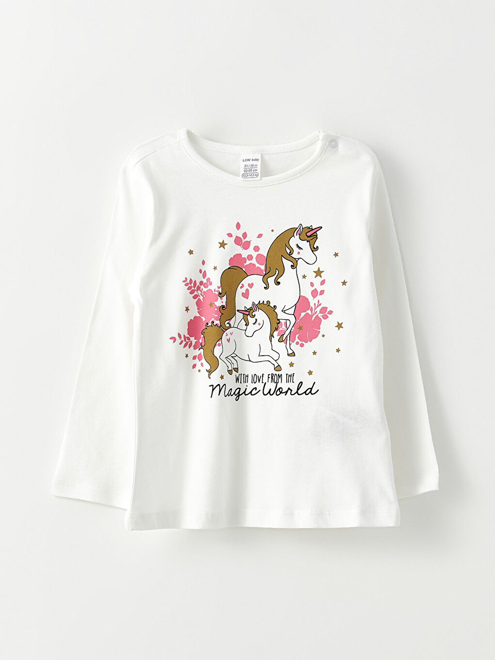 LCW ECO Crew Neck Long Sleeve Printed Baby Girls' Pyjama Set -W2ES20Z1-J5E