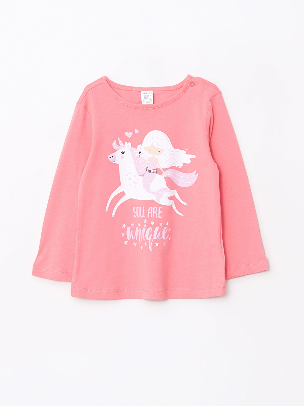 LCW ECO Crew Neck Long Sleeve Printed Baby Girl Pajama Set -W2ES23Z1-GSY