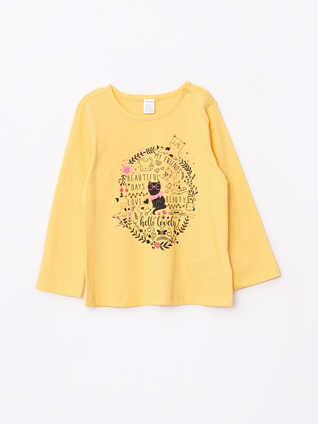 LCW ECO Crew Neck Long Sleeve Printed Baby Girl Pajama Set -W2ES25Z1-G1Z