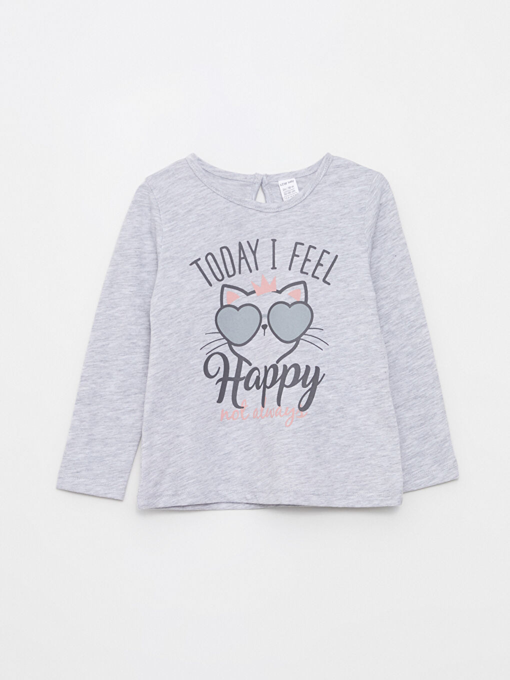 Crew Neck Long Sleeve Printed Baby Girls' T-Shirt