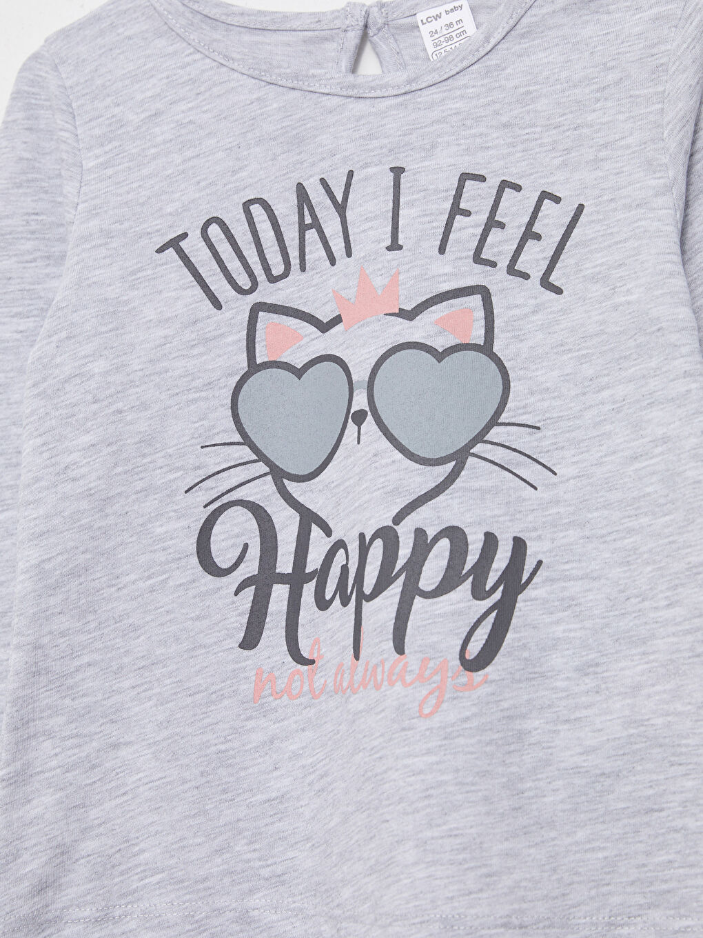 Crew Neck Long Sleeve Printed Baby Girls' T-Shirt-1