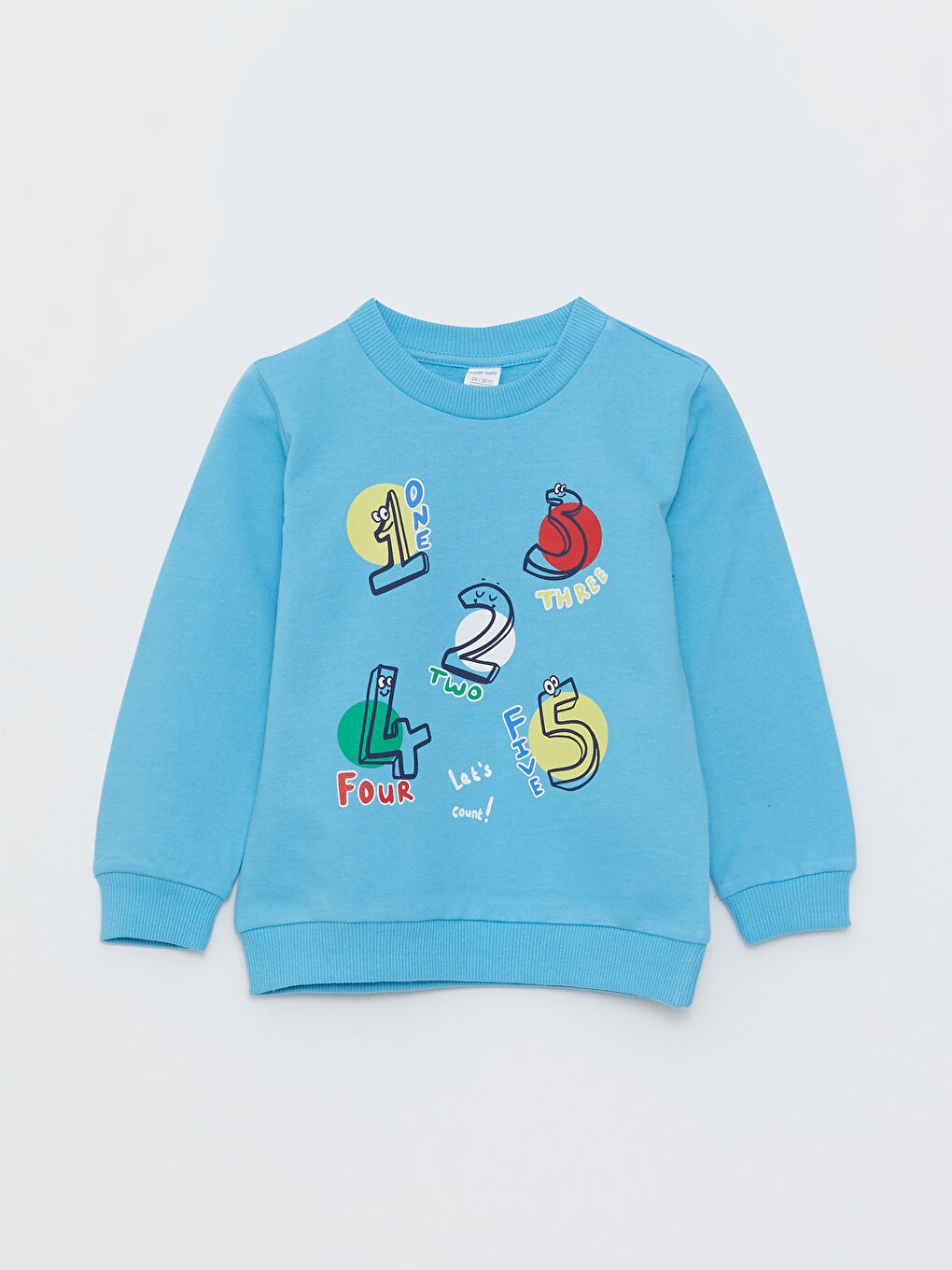 سويت شيرت مطبوع كم طويل بياقة دائرية للأولاد الرضع