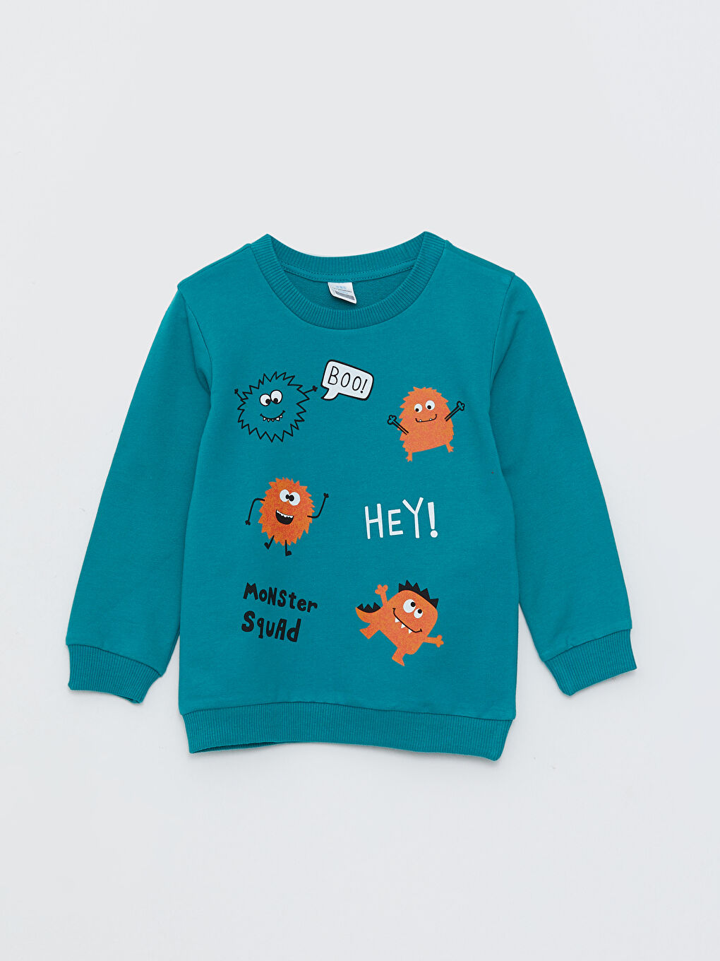 Turkuaz Bisiklet Yaka Uzun Kollu Baskılı Erkek Bebek Sweatshirt