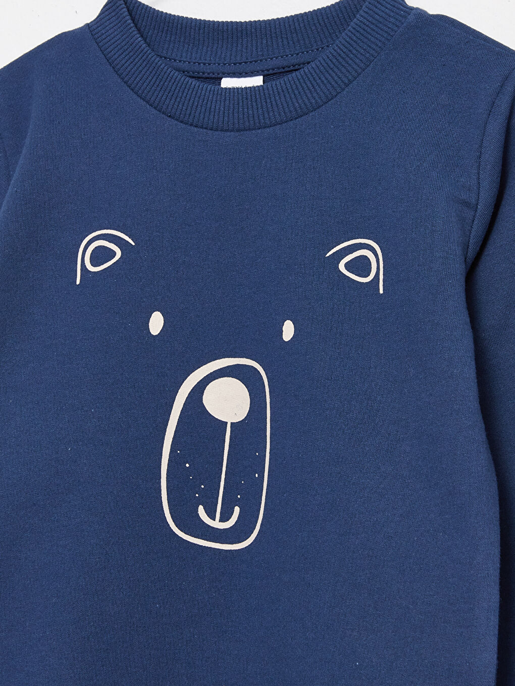 Lacivert Bisiklet Yaka Uzun Kollu Baskılı Erkek Bebek Sweatshirt-2